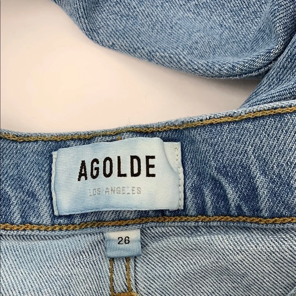 AGOLDE Riley Crop jeans denim button fly distressing light wash high rise 26 - Picture 8 of 8